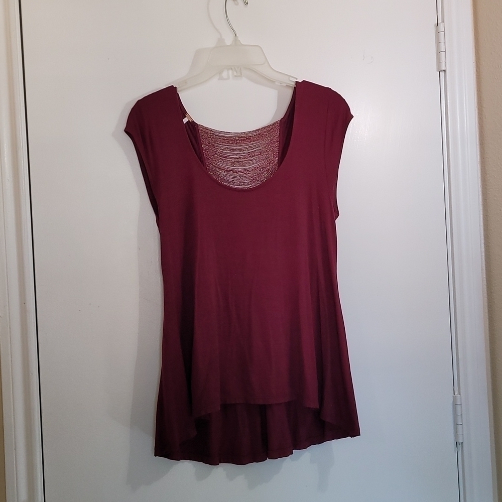 Free People Women's Top Burgundy Size  SP